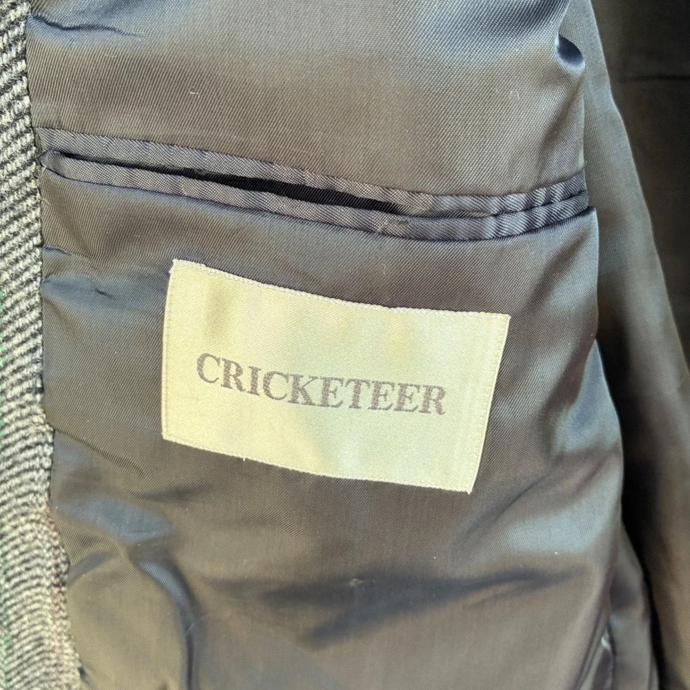 Cricketeer Men's‎ Gray Herringbone Wool Blazer Sport Coat 44R Lambswool